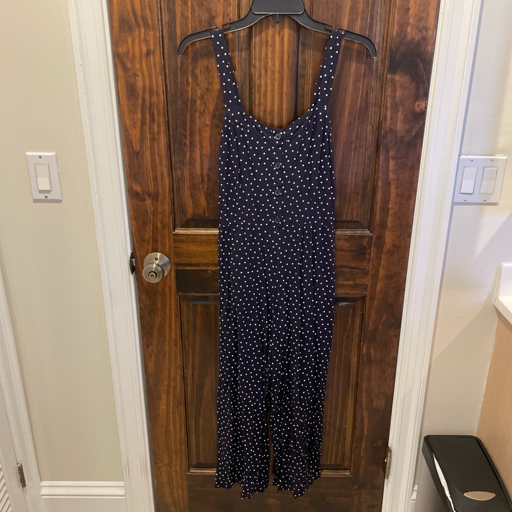 Women's Navy Polka Dot Jumpsuit Dress